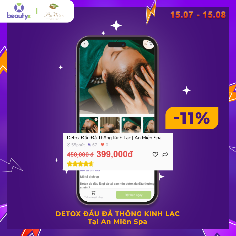 Detox đầu đả thông kinh lạc voucher giảm ngay 11%