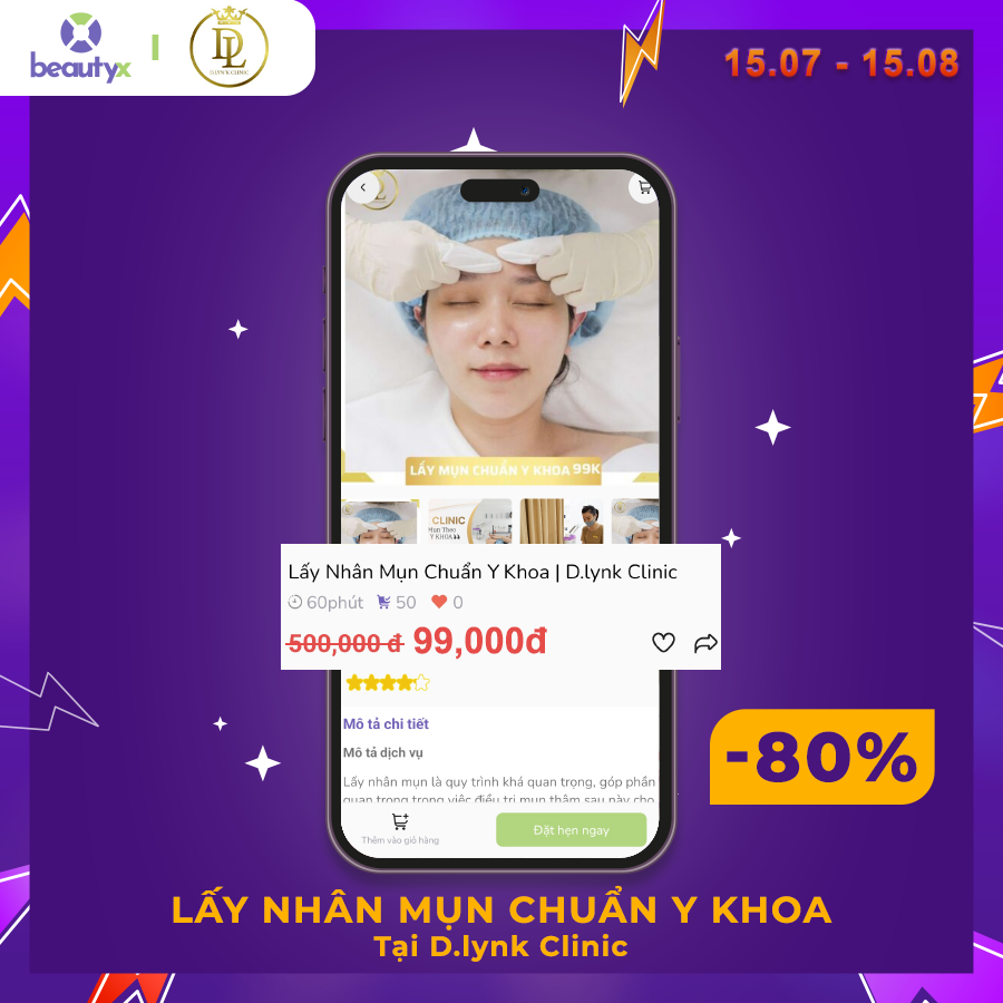 Lấy nhân mụn chuẩn y khoa giảm giá còn 99k