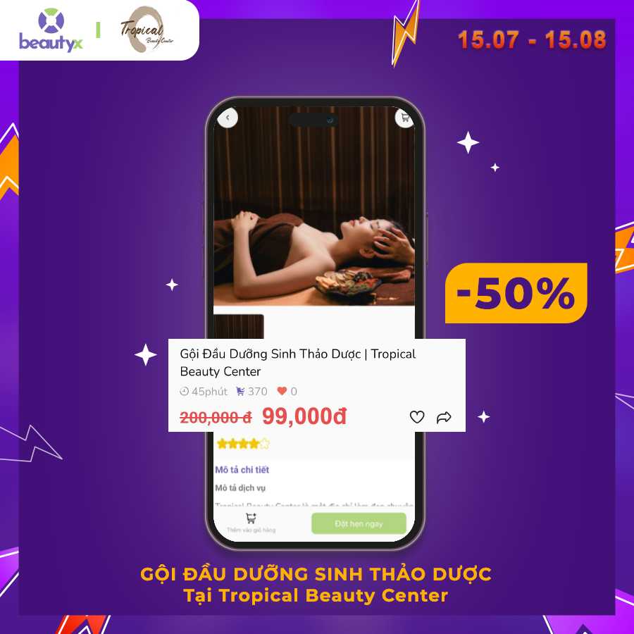 Gội đầu dưỡng sinh khuyến mãi sốc - 50% trên ứng dụng làm đẹp Beauty X