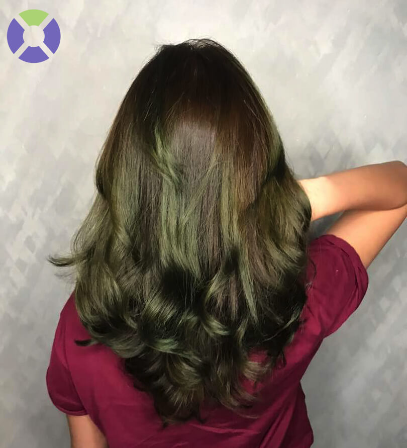 Màu xanh rêu balayage