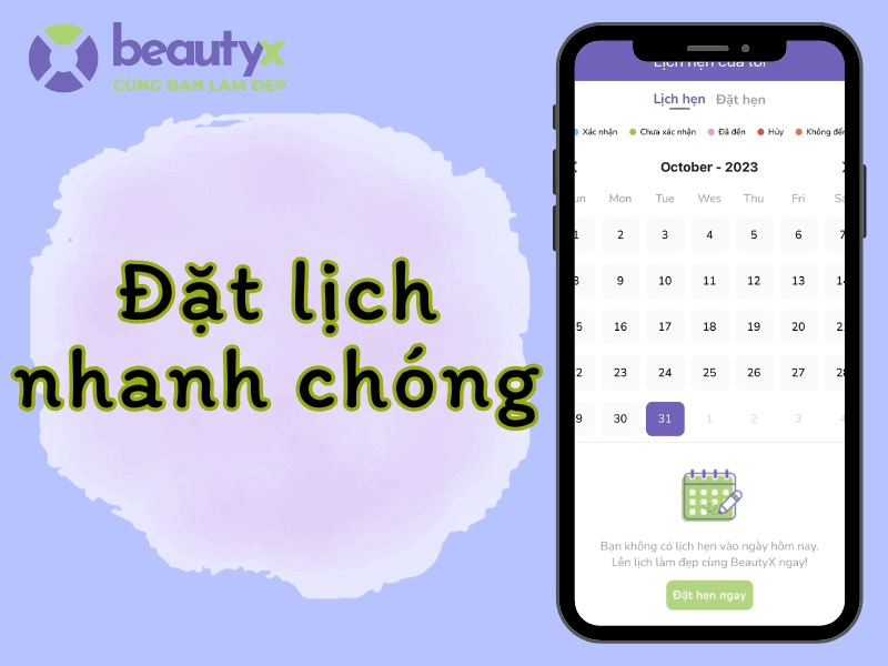 Đặt lịch hẹn trên app BeautyX