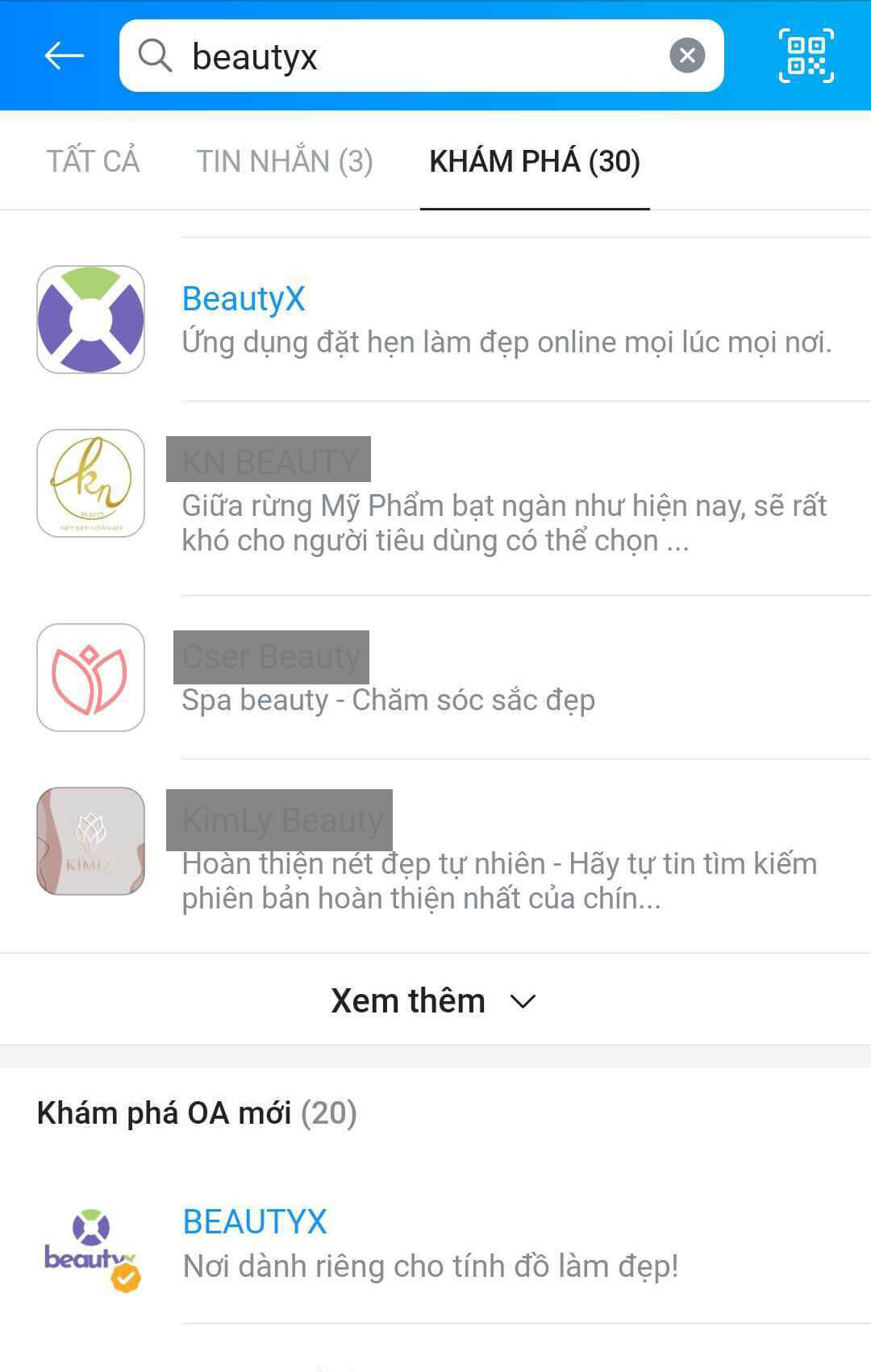 Mini app BeautyX trên Zalo