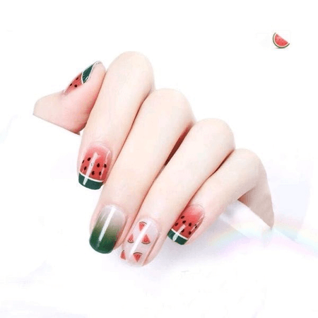 Mẫu nail tết dưa hấu