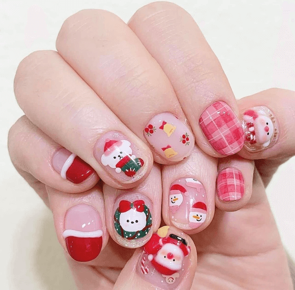 Nail noel họa tiết dễ thương