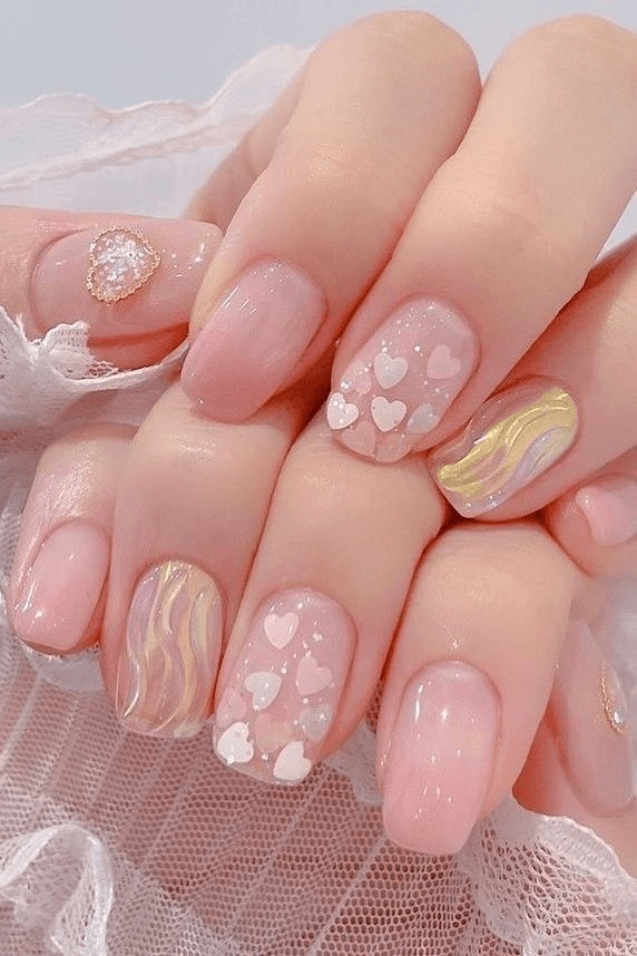 Mẫu nail tết kim tuyến lung linh