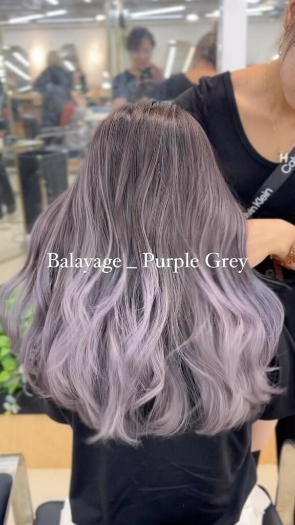 Nhuộm Balayage màu tím khói