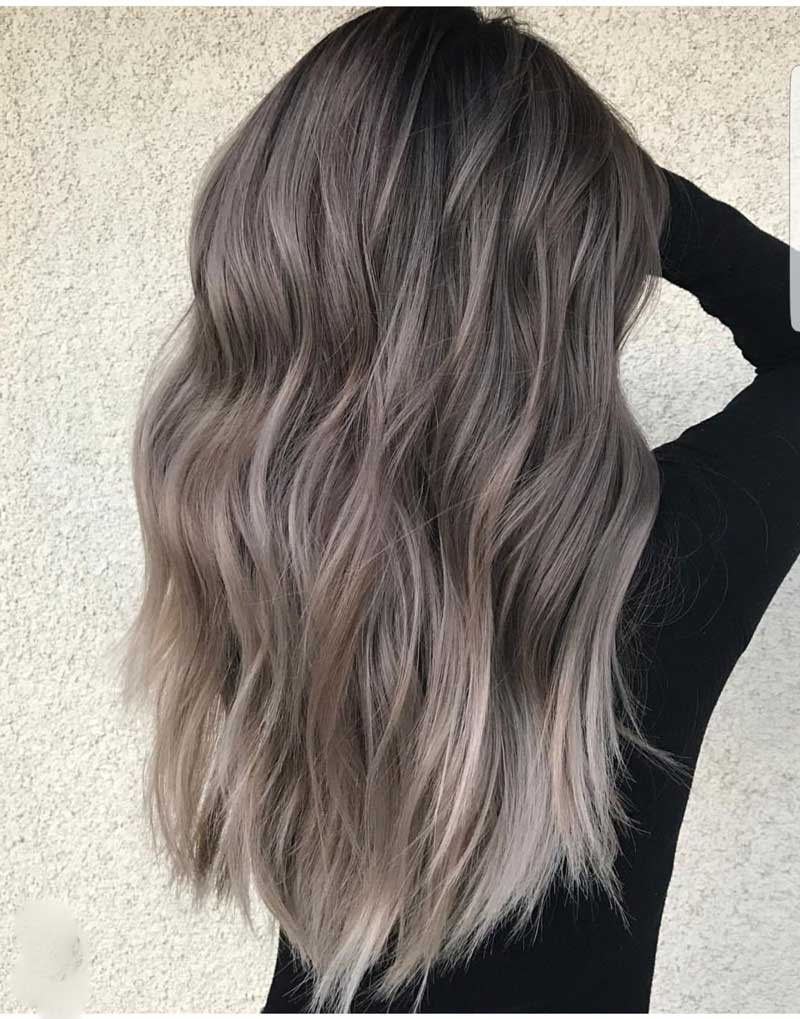 Tóc nhuộm nâu khói balayage