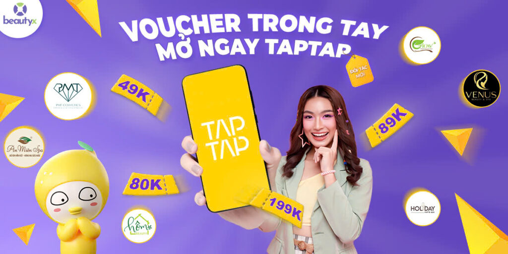 Mở app TAPTAP nhận điểm vui đổi voucher làm đẹp BeautyX