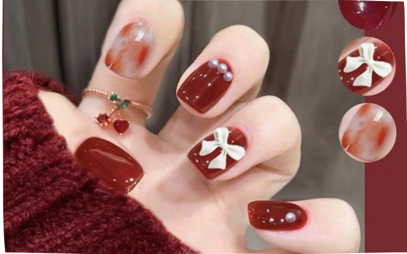 Mẫu nail màu đỏ