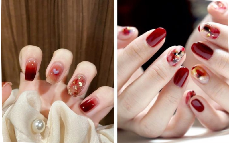 Mẫu nail màu đỏ